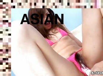 Asian hottie Asahi Miura vibrator pleasures