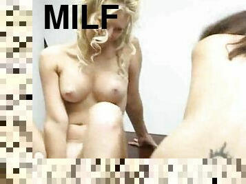 Three milfs riding dildos