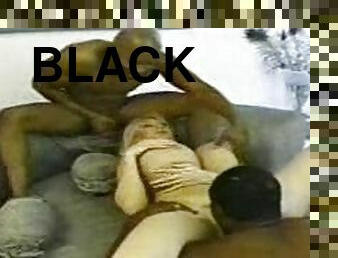 Huge tits girl with two black guys