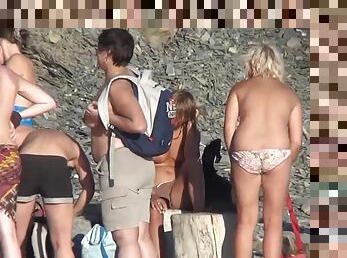 nudisti, vani, kamera, plaža, voajer, prirodno, sakriveno, svlačenje