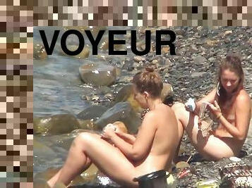 nudist, zunaj, camera, plaža, potovanje, skrite