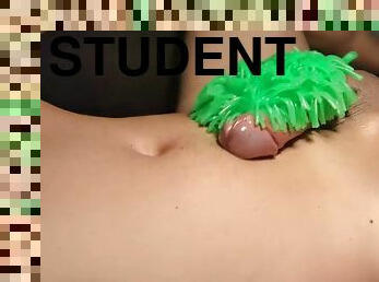 Student moans sensually and has an orgasm without hands