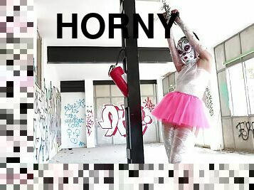 Aysha is a cute babe in a pink tutu fucked by a horny master