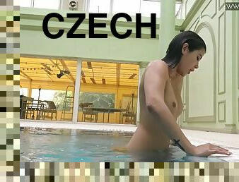 Hot sexy czech tattooed in the pool