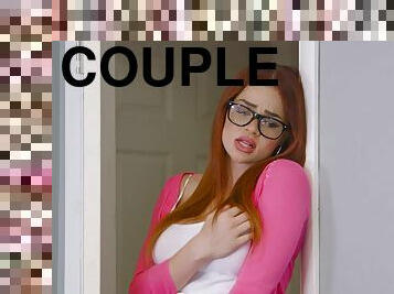 Horny redhead Skyla Novea wants to bounce on a hard boner