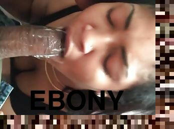 Ebony giving sloppy deepthroat