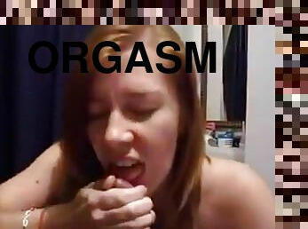 Cocksucking girlfriend gives him an orgasm