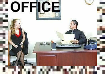 Cum in mouth ending after passionate fucking in the office with Kylie