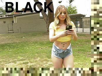Shaved blonde darling Anna Claire Clouds fucked by two black guys