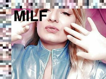 ASMR: latex gloves fetish and shiny clothes PVC coat - hot MILF Arya Grander teasing SFW Glaminatrix