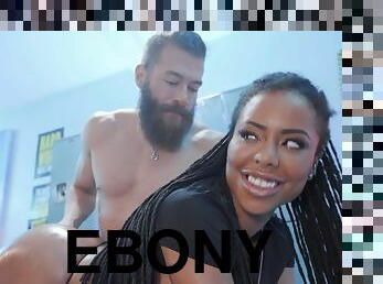 Fit ebony chick Kira Noir enjoys having anal sex with a white guy