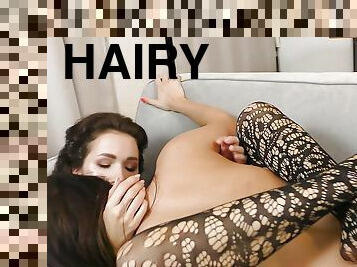 Solo girls brunettes Kamila and Margot Hairy licking and sucking hot pink pussy in 4k.