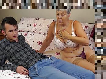 Big ass granny rides young nephew's cock like in the good days