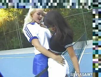 Amazing Threesome in Tennis Court with Leanni Lei and Silvia Saint