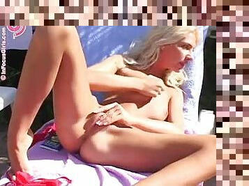 Poolside Masturbation With A Kinky Blonde Babe