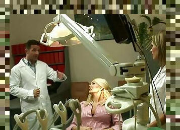 Threesome with Two Hot Busty Blondes in the Dentist's