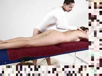 Pussy of nikita rubbed in a lesbian massage