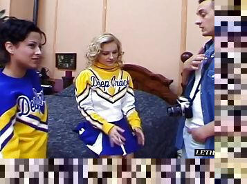 Natural tits cheerleader in miniskirt moans when pounded