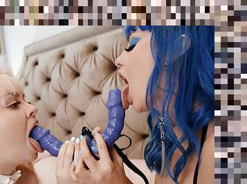 Perverted lesbians have fun with sex toys
