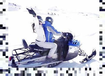 Clea Gaultier warms up after a snowy ride with a hard dick