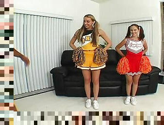 Cristina and Delilah are cheerleaders who want to ride a dick