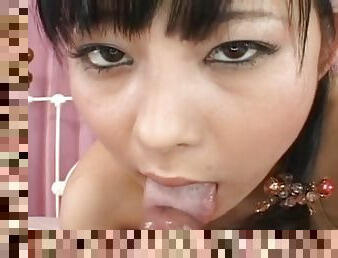 POV video of cute Japanese babe Rin Mizusaki giving a blowjob