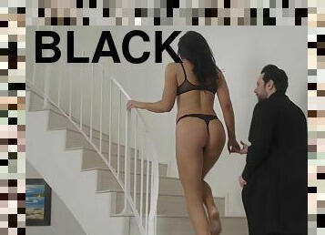 Sexy Dre Delevingne wearing black lingerie moans during sex