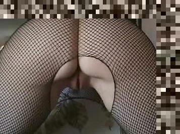 Granny in fishnet bodystocking has hardcore sex