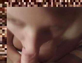 Blonde horny milf gets fucked in the ass by a small dick and receives a hot facial