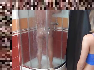 Hot German teen bathroom sex cum in mouth