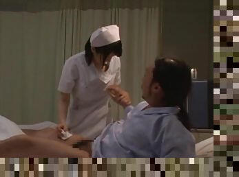 Quickie fucking on the hospital bed with a kinky Asian nurse