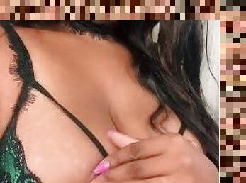 Titty play and nipple tease in new lingerie