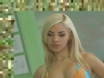 Priscila the sexiest blonde teen gets threesomed