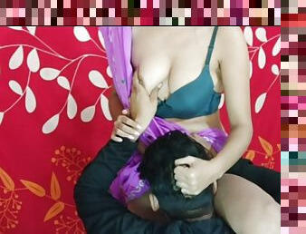 Indian Desi Saara was proposed by stepbrother to teach him Real Orgasm. clear Hindi talking 