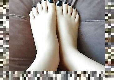 Feet cute Black nails