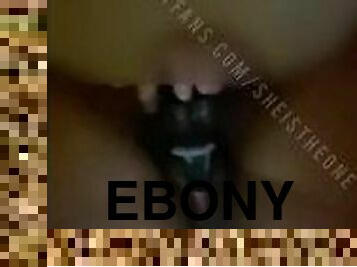 Ebony pounds pussy with bbc dildo
