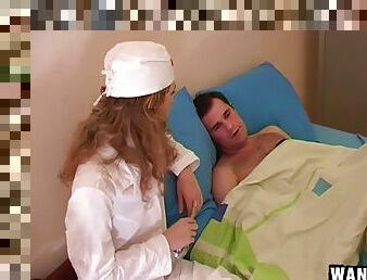 CFNM nurses make a patient feel great with cocksucking