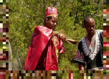 Shamans get a proper greeting from a couple of curvy ebonies