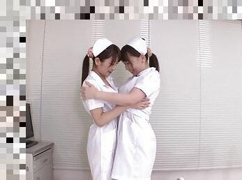 Fantastic Japanese nurses have lesbian sex in the hospital