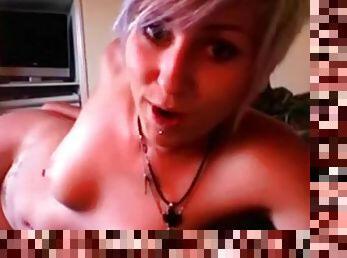 Punk teen sensually masturbates on webcam