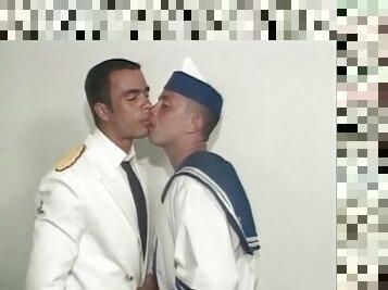 Latin guys in military uniform kiss and suck dick