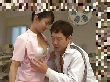Passionate kissing leads to fucking with nurse Aoi Mizutani