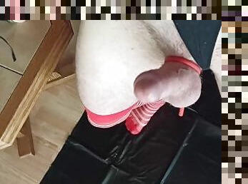 Young guy whips his cock