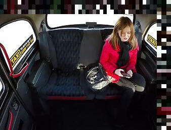 Little redhead linda pays for her cab with her cooch
