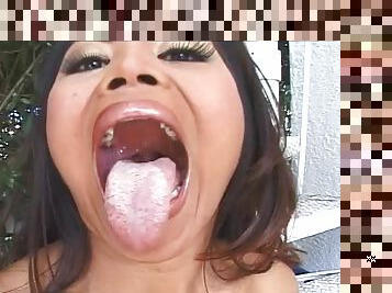 Asian natural tits pornstar with long hair face fucked roughly