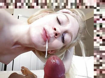 amateur, babes, fellation, ejaculation-sur-le-corps, interracial, maison, black, point-de-vue, ejaculation, blonde