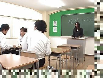 Nozomi hazuki the trainee teacher gets fingered by her impudent studs