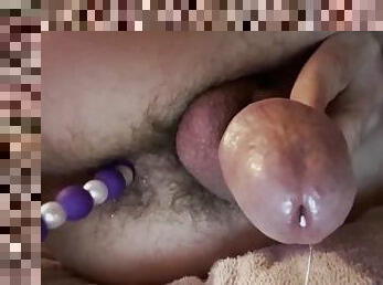new toy hits the spot! moaning prostate orgasm with mega booty beads