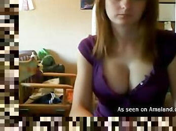 Big tits webcam girl playing