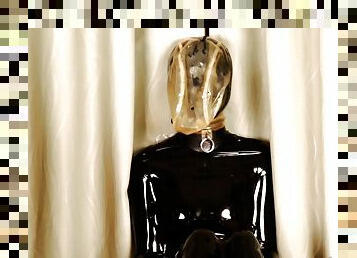 Fejira com Latex clothing latex head cover wrapped orgasm